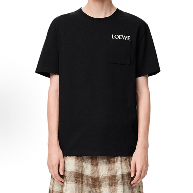 loewe woven logo embroidered pocket short sleeve t-shirt